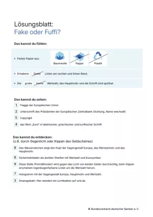 Arbeitsblatt: Zahlungsverkehr | Praxischeck - Fake oder Fuffi? (Lösungsblatt)