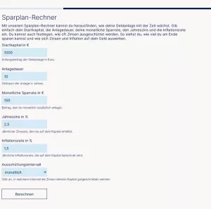 Webtool: Finanzen gestalten | Sparplan-Rechner