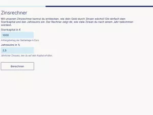 Webtool: Finanzen gestalten | Zins-Rechner