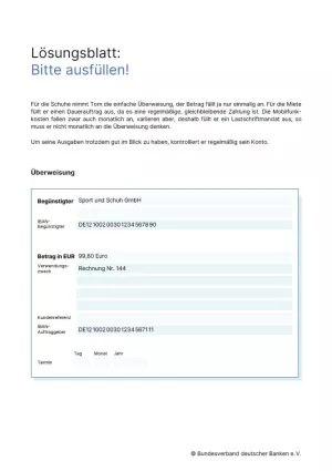 Arbeitsblatt: Zahlungsverkehr | Ausfüllen bitte! (Lösungsblatt)