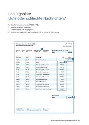 Arbeitsblatt: Zahlungsverkehr | Gute oder schlechte Nachrichten? (Lösungsblatt)