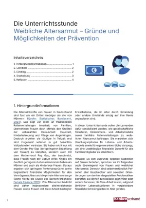 Unterrichtsplanung: Weibliche Altersarmut | Pädagogischer Leitfaden