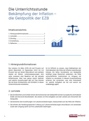Unterrichtsplanung: Geldpolitik | Pädagogischer Leitfaden