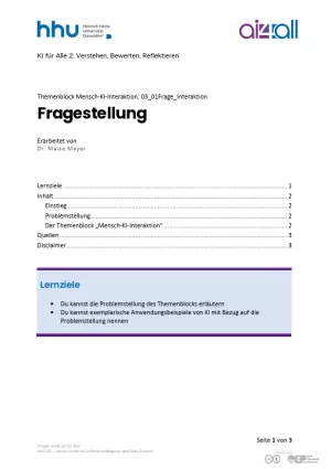 Kurs: Mensch-KI-Interaktion | 01 | Fragestellung (PDF)