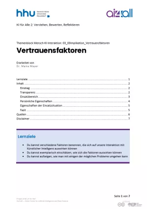 Kurs: Mensch-KI-Interaktion | 03 | Vertrauensfaktoren (PDF)