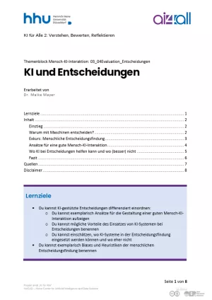 Kurs: Mensch-KI-Interaktion | 04 | KI und Entscheidungen (PDF)