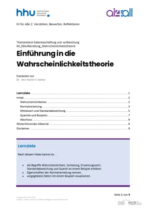 Kurs: Datenbeschaffung und -aufbereitung | 03 | Einführung in die Wahrscheinlichkeitstheorie (PDF)