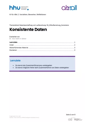 Kurs: Datenbeschaffung und -aufbereitung | 04 | Konsistente Daten (PDF)