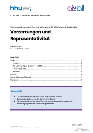 Kurs: Datenbeschaffung und -aufbereitung | 04 | Verzerrungen und Repräsentativität (PDF)