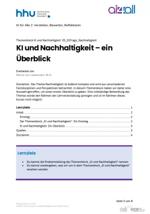 Kurs: KI und Nachhaltigkeit | 01 | KI-Nachhaltigkeit: Einführung (PDF)