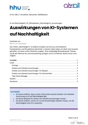 Kurs: KI und Nachhaltigkeit | 04 | Nachhaltige KI: Auswirkungen (PDF)