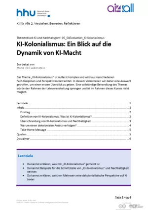 Kurs: KI und Nachhaltigkeit | 08 | KI-Kolonialismus (PDF)