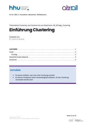 Kurs: Clustering: vom Sortieren bis zum Explorieren | 01 | Einführung Clustering (PDF)