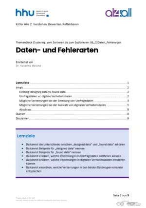 Kurs: Clustering: vom Sortieren bis zum Explorieren | 02 | Daten- und Fehlerarten (PDF)