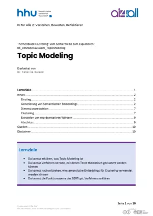 Kurs: Clustering: vom Sortieren bis zum Explorieren | 03 | Topic Modeling (PDF)