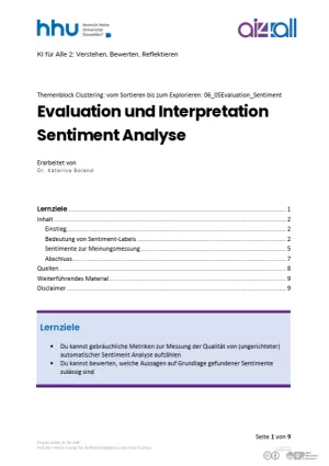 Kurs: Clustering: vom Sortieren bis zum Explorieren | 04 | Interpretation und Evaluation Sentiment Analyse (PDF)