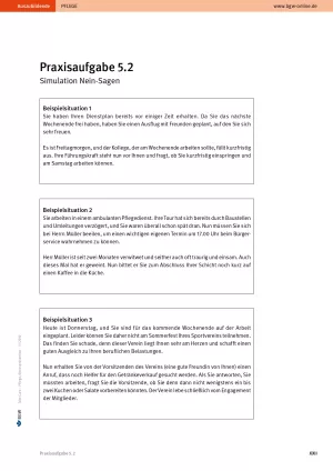 Arbeitsblatt: Take Care Stressprävention: Nein-Sagen (Praxisaufgabe 5.2)