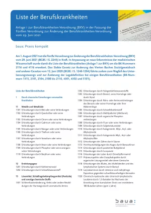 Broschuere: Liste der Berufskrankheiten