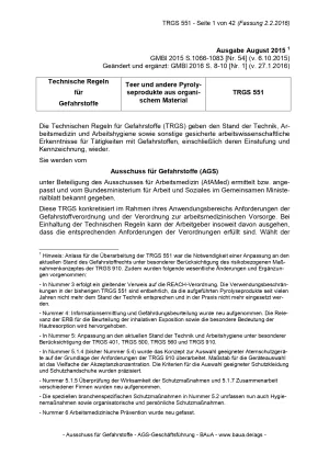 Broschuere: Technische Regeln für Gefahrstoffe: Teer und andere Pyrolyseprodukte aus organischem Material