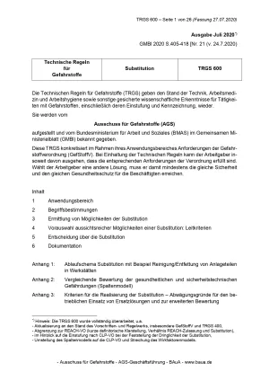 Broschuere: Technische Regeln für Gefahrstoffe: Substitution