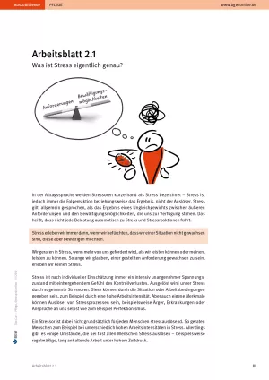Arbeitsblatt: Take Care Stressprävention: Was ist Stress eigentlich genau? (Arbeitsblatt 2.1)