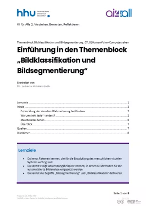 Kurs: Bildklassifikation und Bildsegmentierung | 01 | Einführung (PDF)
