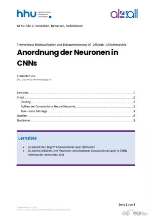 Kurs: Bildklassifikation und Bildsegmentierung | 05 | Anordnung der Neuronen in CNNs (PDF)