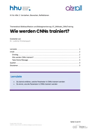 Kurs: Bildklassifikation und Bildsegmentierung | 05 | Wie werden CNNs trainiert? (PDF)