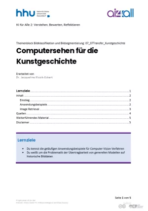 Kurs: Bildklassifikation und Bildsegmentierung | 11 | Computersehen für die Kunstgeschichte (PDF)