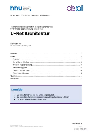 Kurs: Bildklassifikation und Bildsegmentierung | 09 | U-Net Architektur (PDF)