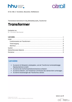 Kurs: Generative Modelle | 03 | Transformer (PDF)