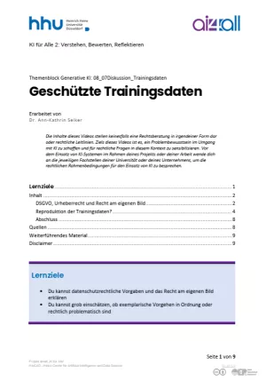 Kurs: Generative Modelle | 05 | Geschützte Trainingsdaten (PDF)