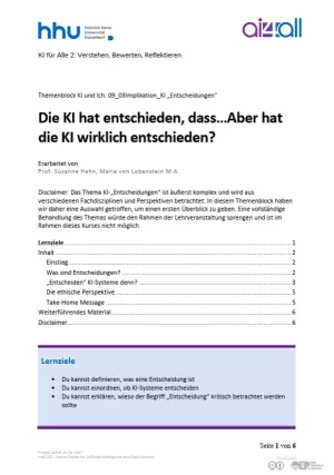 Kurs: KI und Ich | 06 | KI-„Entscheidungen“ (PDF)