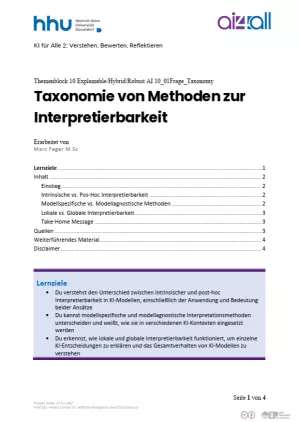 Kurs: Explainable, Hybrid, Robust AI | 03 | Taxonomie von Methoden zur Interpretierbarkeit (PDF)