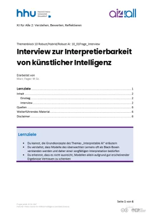 Kurs: Explainable, Hybrid, Robust AI | 01 | Interview zur Interpretierbarkeit von künstlicher Intelligenz (PDF)