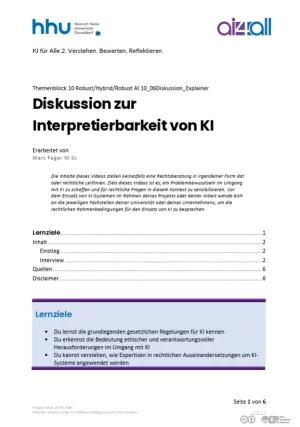Kurs: Explainable, Hybrid, Robust AI | 06 | Diskussion zur Interpretierbarkeit von KI (PDF)