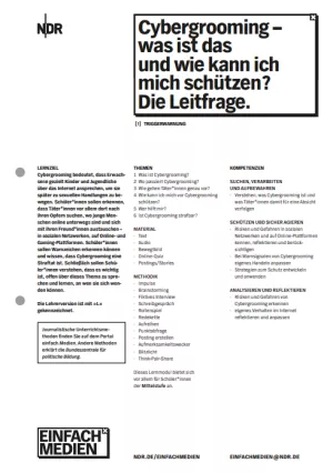 Unterrichtsplanung: Cybergrooming | Lehrerversion