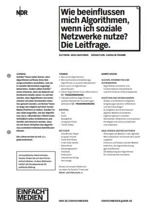Unterrichtsplanung: Algorithmen in Medien | Lehrerversion