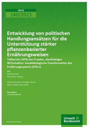 Broschuere: Entwicklung von politischen Handlungsansätzen für die Unterstützung stärker pflanzenbasierter Ernährungsweisen