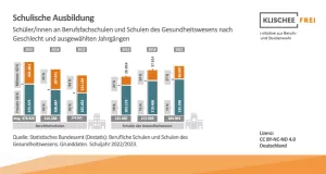 Infografik: Schulische Berufsausbildung | Abbildung 1 | Schüler/innen an Berufsfachschulen und Schulen des Gesundheitswesens nach Geschlecht und ausgewählten Jahrgängen