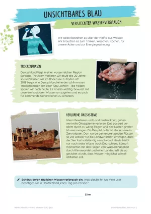 Unterrichtsbaustein: Unsichtbares Blau | Versteckter Wasserverbrauch