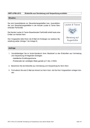 Unterrichtsbaustein: Einkünfte aus Vermietung und Verpachtung ermitteln (Version Schüler/in) (PDF, barrierefrei)