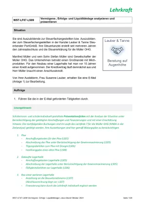 Unterrichtsbaustein: Vermögens-, Erfolgs- und Liquiditätslage analysieren und präsentieren (Version Lehrkraft) (DOCX)