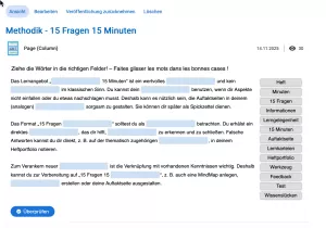 Interaktion: 15 Fragen 15 Minuten – Interaktive Lerneinheit