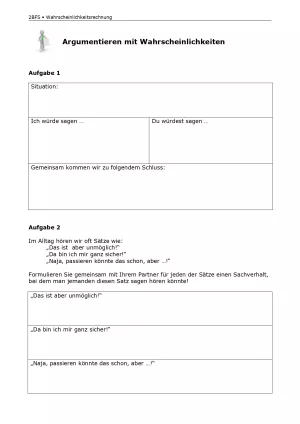 Arbeitsblatt: Mathematik für die Berufsfachschule: Argumentieren mit Wahrscheinlichkeiten