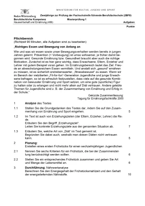 Test: Musterprüfung 1 Berufsfachschule | Hauswirtschaft und Ernährung: Berufsfachliche Kompetenz