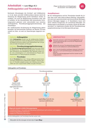Arbeitsblatt: I care Pflege | Pflege bei speziellen Erkrankungen | Antikoagulation und Thrombolyse (Arbeitsblatt)
