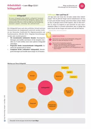 Arbeitsblatt: I care Pflege | Pflege bei speziellen Erkrankungen | Schlaganfall (Arbeitsblatt)