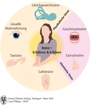 Bild: I care Pflege | Pflegebasismaßnahmen | Sinneswahrnehmungen (Grafik)