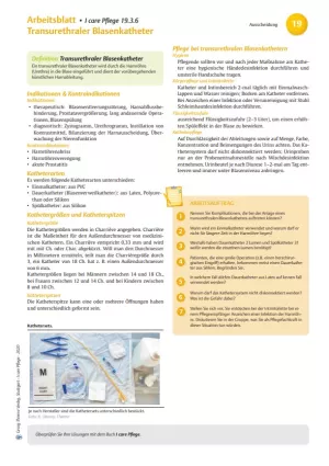 Arbeitsblatt: I care Pflege | Pflegebasismaßnahmen | Transurethraler Blasenkatheter (Arbeitsblatt)